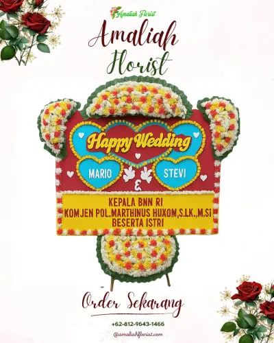 Karangan Papan Bunga Pernikahan di Lodoyong